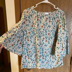 🍉 Time and Tru Floral Top with 3/4 length sleeves